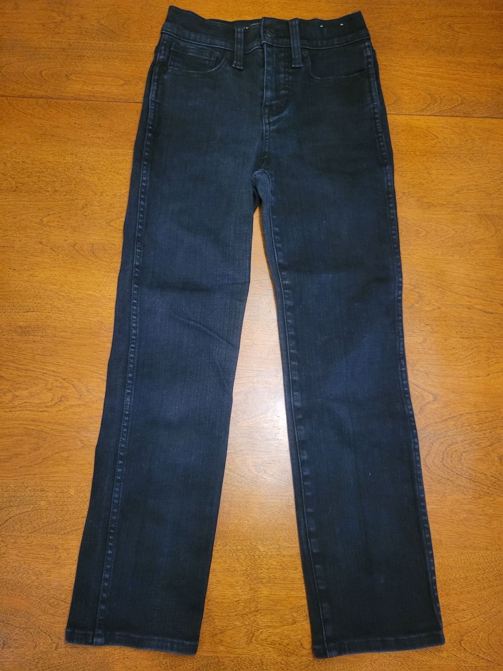 Madewell Petite Stovepipe Jeans - Deep Black | Crop Length | Stretch | 23P